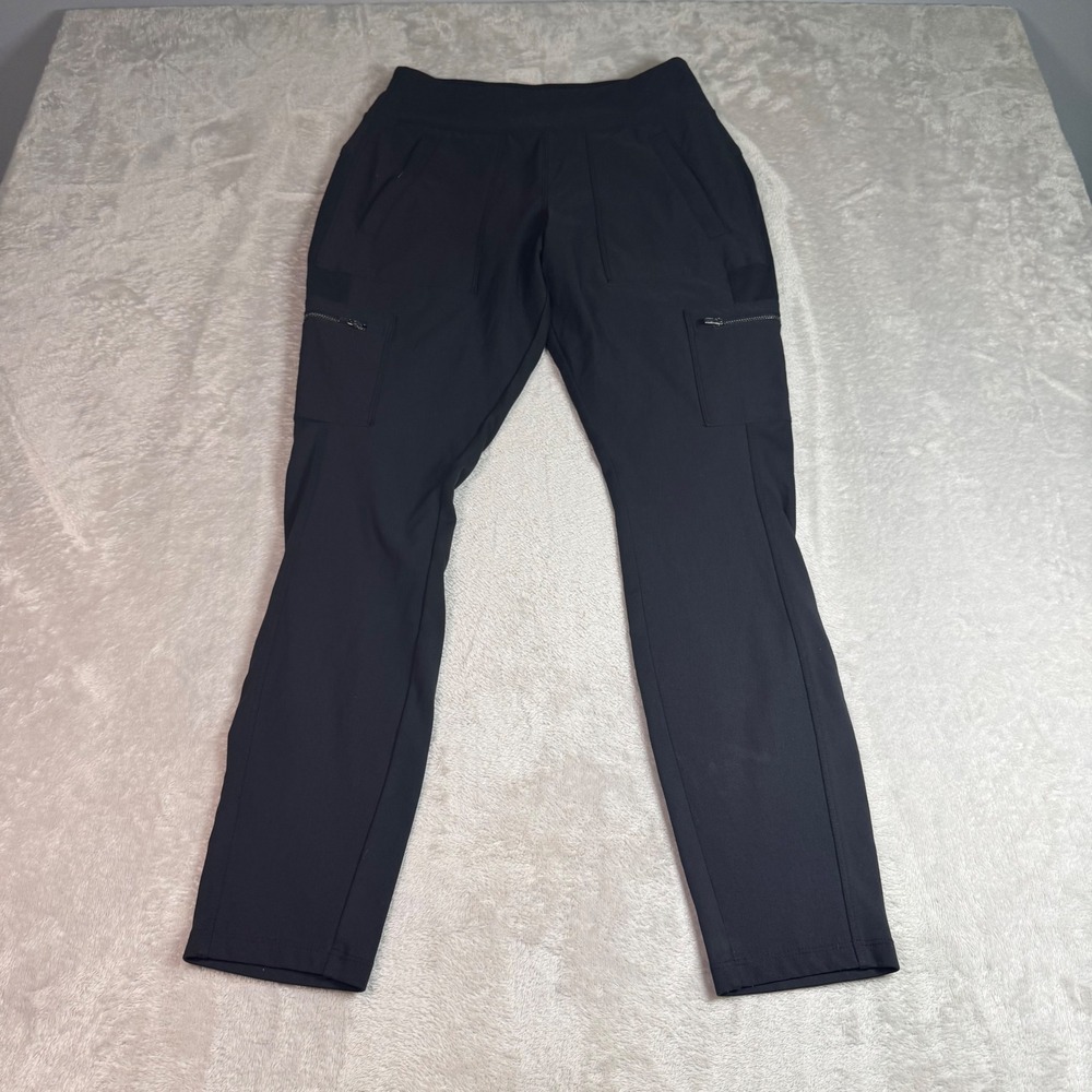 Athleta Womens Pull On Cargo Athletic Pants Joggers 6 Black‎ Slim Fit